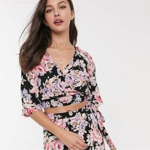 Band of Gypsies floral wrap crop top